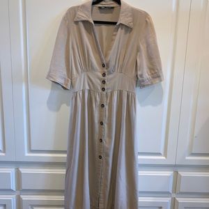 Tan Linen Maxi Dress - Zara